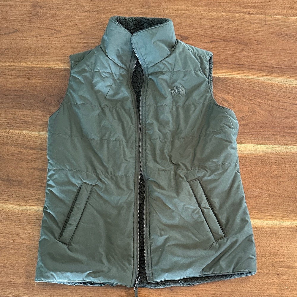 The North Face Olive Green Reversible Fleece Vest